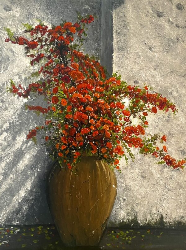 Red flowers in the jug!